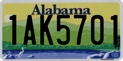 AL license plate 1AK5701