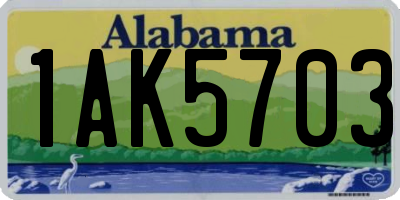 AL license plate 1AK5703