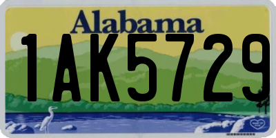 AL license plate 1AK5729