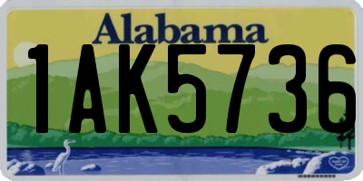 AL license plate 1AK5736