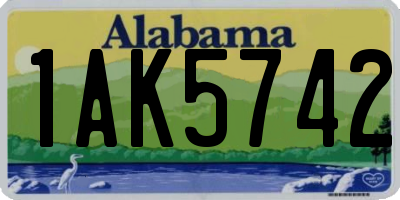 AL license plate 1AK5742