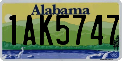 AL license plate 1AK5747