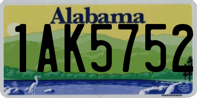 AL license plate 1AK5752