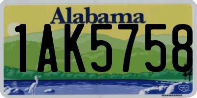 AL license plate 1AK5758