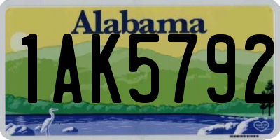 AL license plate 1AK5792