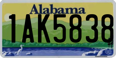 AL license plate 1AK5838