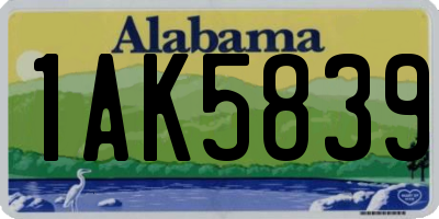AL license plate 1AK5839
