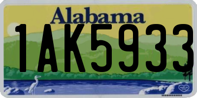 AL license plate 1AK5933