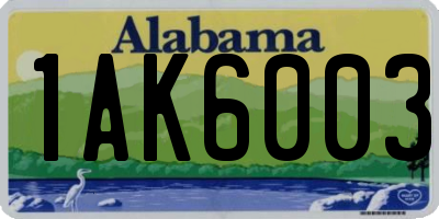 AL license plate 1AK6003