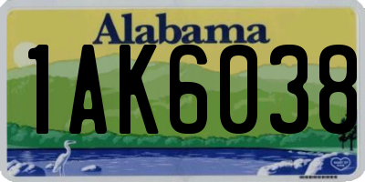 AL license plate 1AK6038