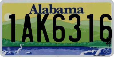 AL license plate 1AK6316