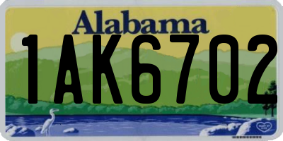 AL license plate 1AK6702