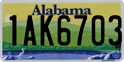 AL license plate 1AK6703