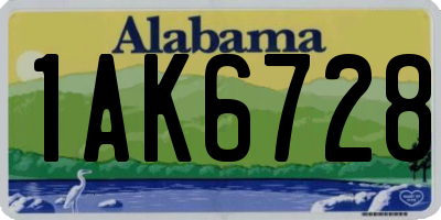 AL license plate 1AK6728