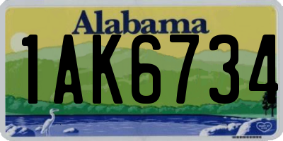 AL license plate 1AK6734