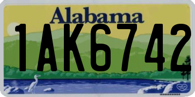 AL license plate 1AK6742