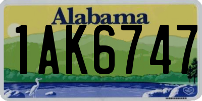 AL license plate 1AK6747