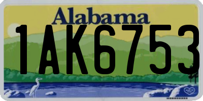 AL license plate 1AK6753