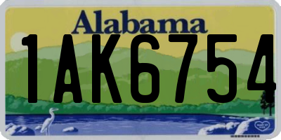 AL license plate 1AK6754