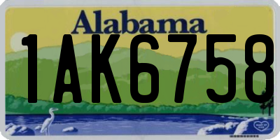 AL license plate 1AK6758