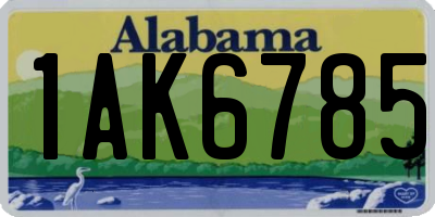 AL license plate 1AK6785