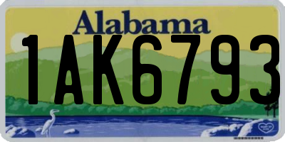 AL license plate 1AK6793