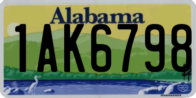AL license plate 1AK6798