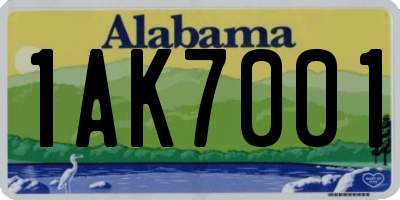 AL license plate 1AK7001