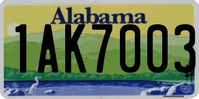 AL license plate 1AK7003