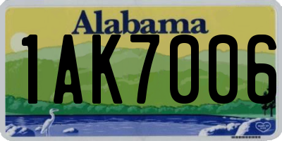 AL license plate 1AK7006
