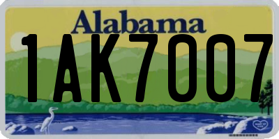 AL license plate 1AK7007