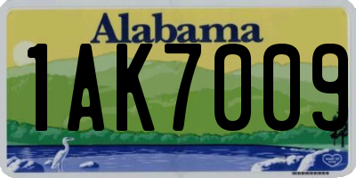 AL license plate 1AK7009