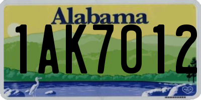 AL license plate 1AK7012