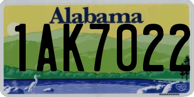 AL license plate 1AK7022