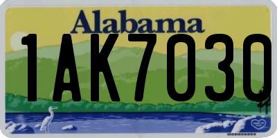 AL license plate 1AK7030