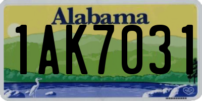 AL license plate 1AK7031