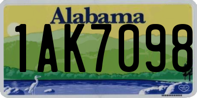 AL license plate 1AK7098