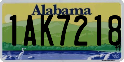 AL license plate 1AK7218