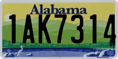 AL license plate 1AK7314