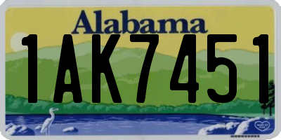 AL license plate 1AK7451