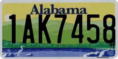 AL license plate 1AK7458