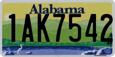 AL license plate 1AK7542