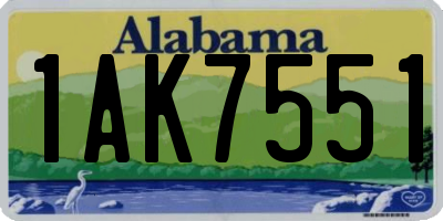 AL license plate 1AK7551