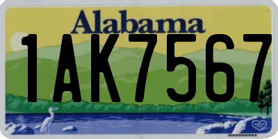 AL license plate 1AK7567