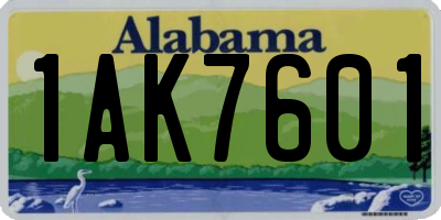 AL license plate 1AK7601