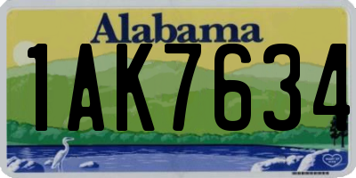 AL license plate 1AK7634