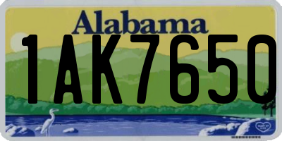 AL license plate 1AK7650