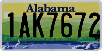 AL license plate 1AK7672