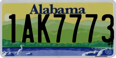 AL license plate 1AK7773