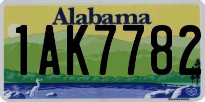 AL license plate 1AK7782